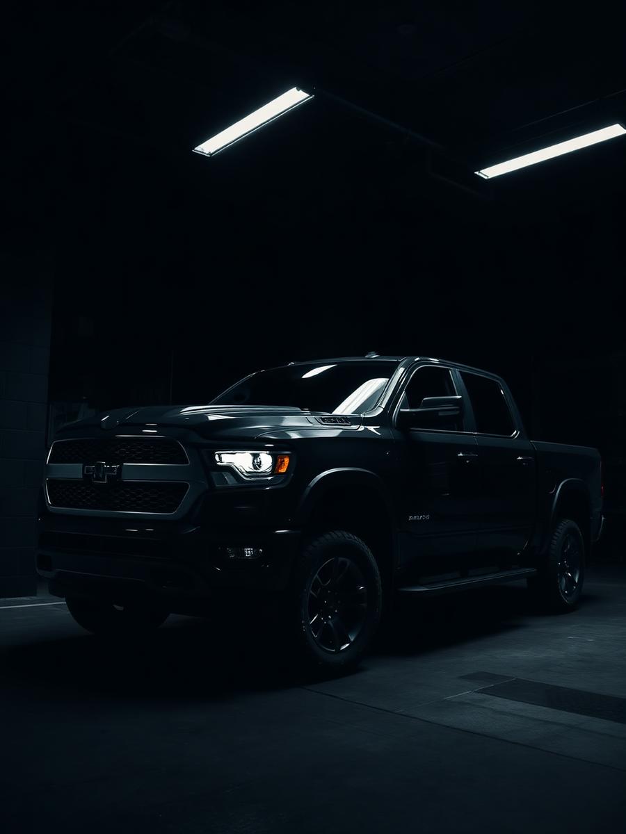 Blacked-out pickup truck with tinted windows