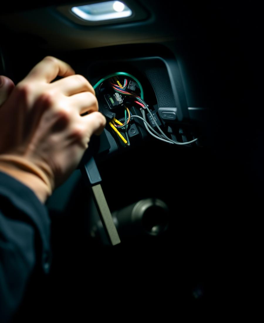 Remote start wiring installed under a dashboard